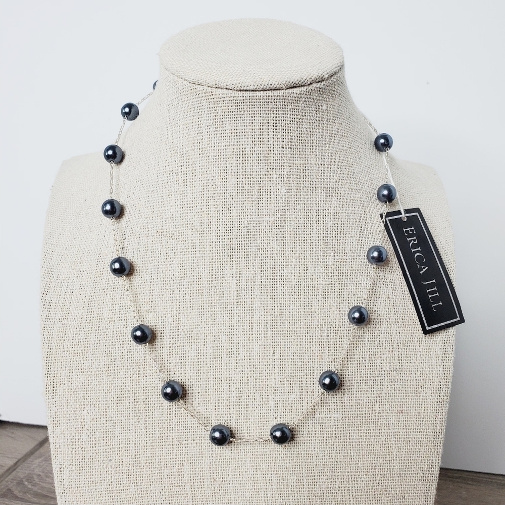 ERICA‎ JILL PEARL NECKLACE CHOKER SILVER NEW